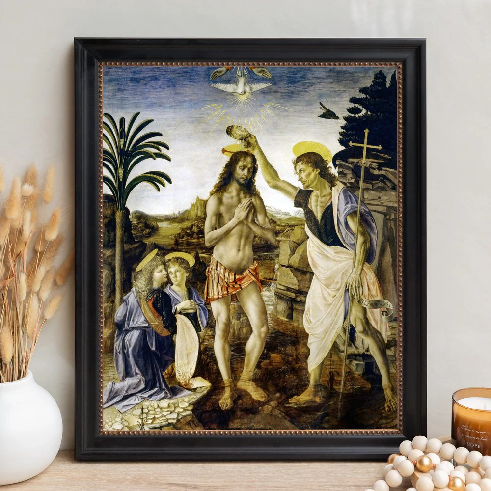 da Vinci's Baptism of Christ Framed Canvas - Sacred Signature Collection - Image 12