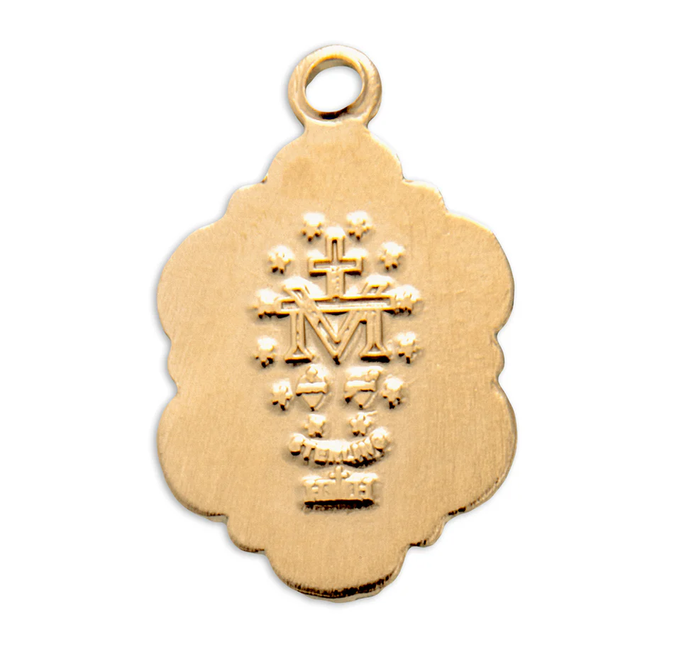 Damask Miraculous Medal Drop Earrings - Silver or Gold - Image 4