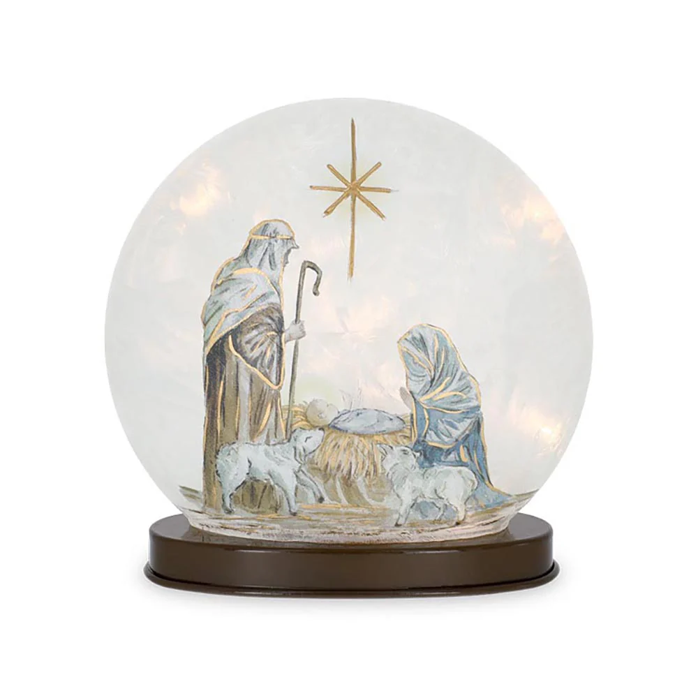 Glass Light-Up Rising Star Holy Family Disk Plaque - 7.75"