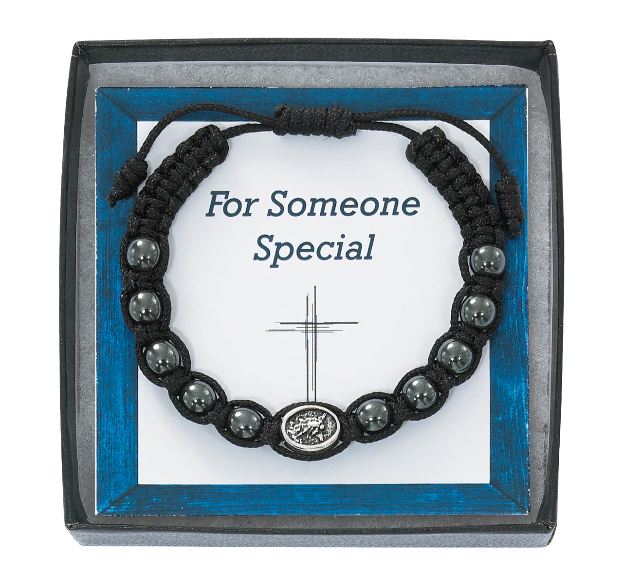 Hematite Macrame St. Michael Bracelet