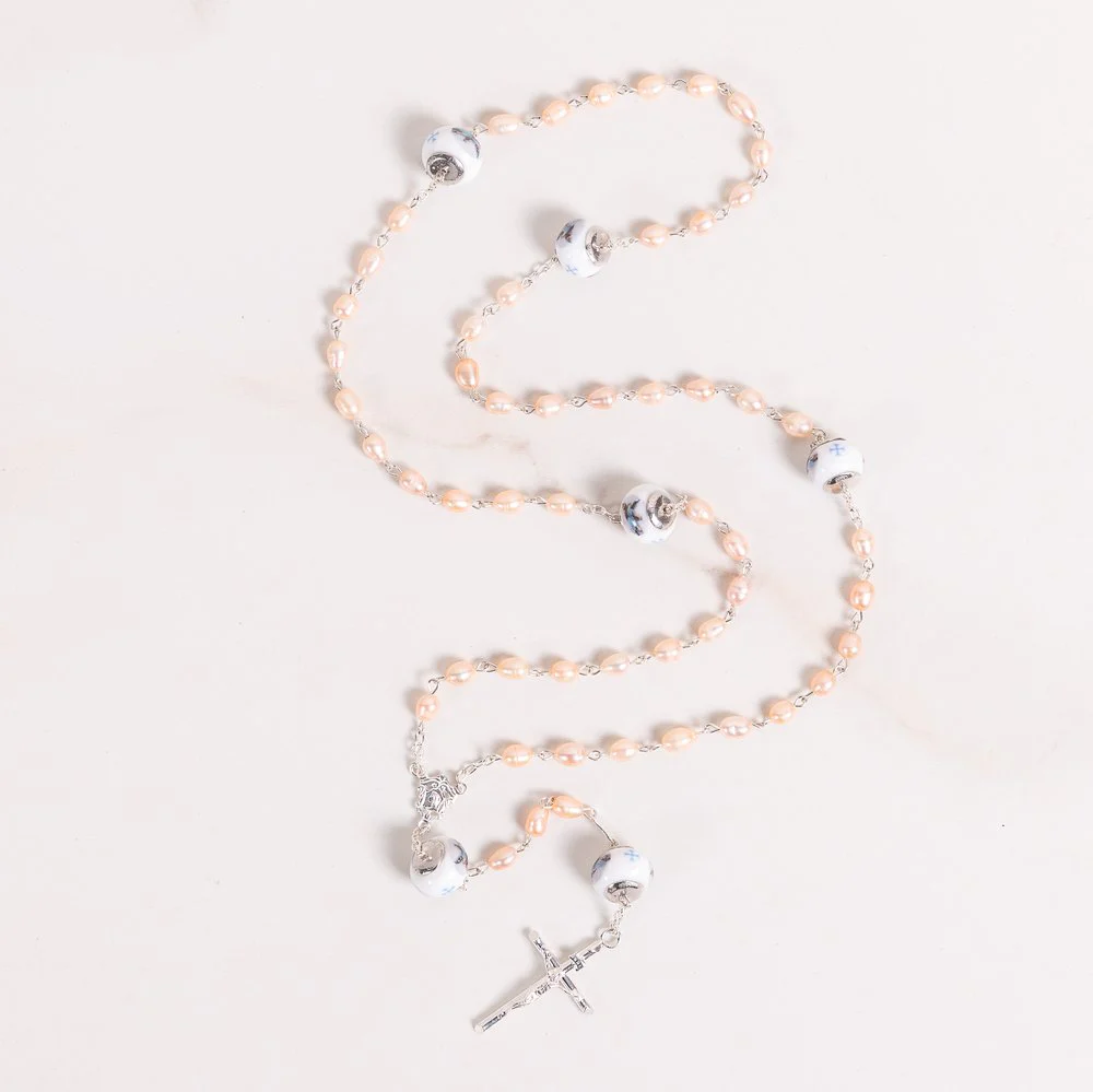 Italian Freshwater Pearl St. Michael Rosary - Image 2