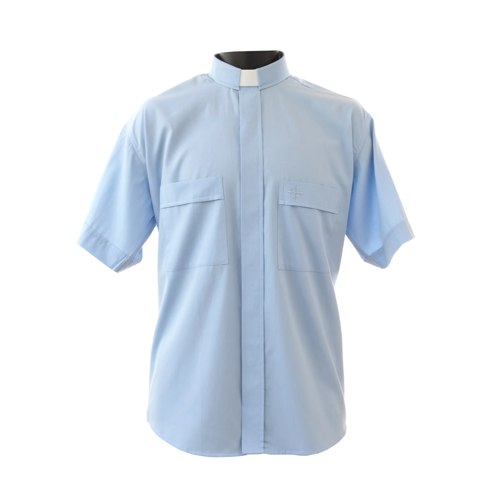 Light Blue Short Sleeve Clergy Shirt - Image 2