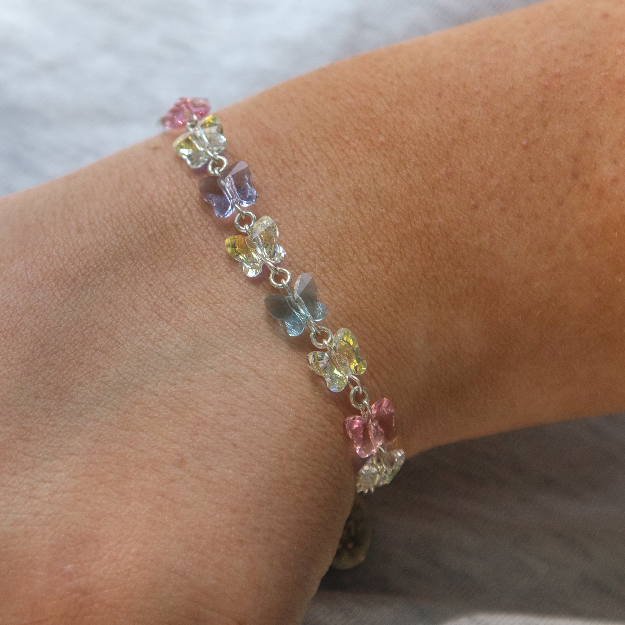 Multicolor Swarovski Butterfly Rosary Bracelet - Image 2