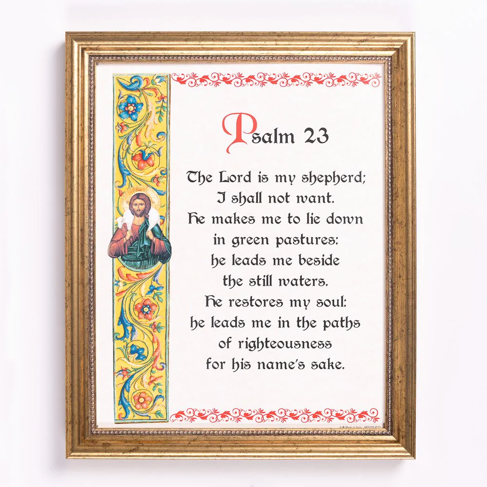 Parchment Style Psalm 23 Framed Print - 8" x 10"