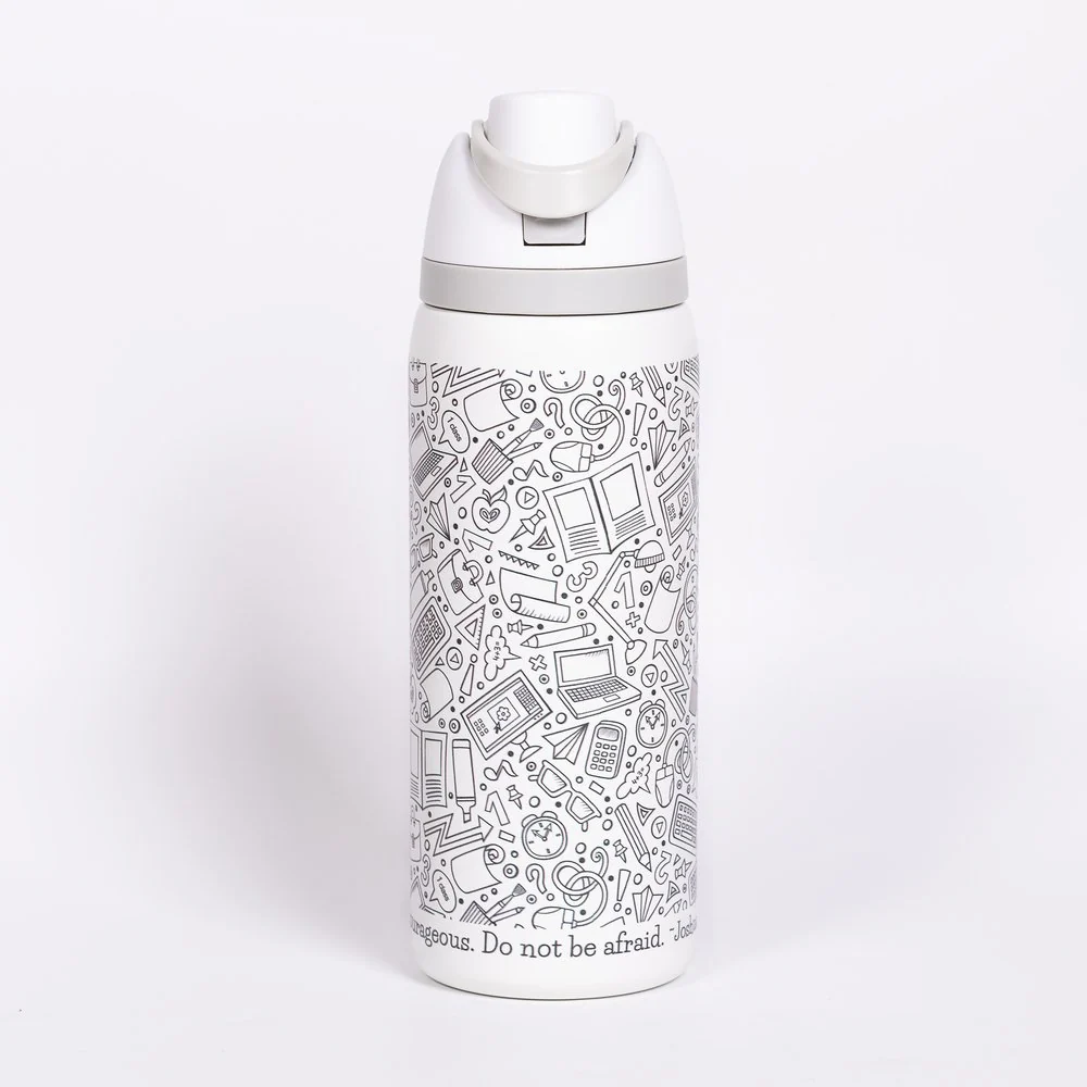 Personalized Color-Your-Own Strong & Courageous Water Bottle