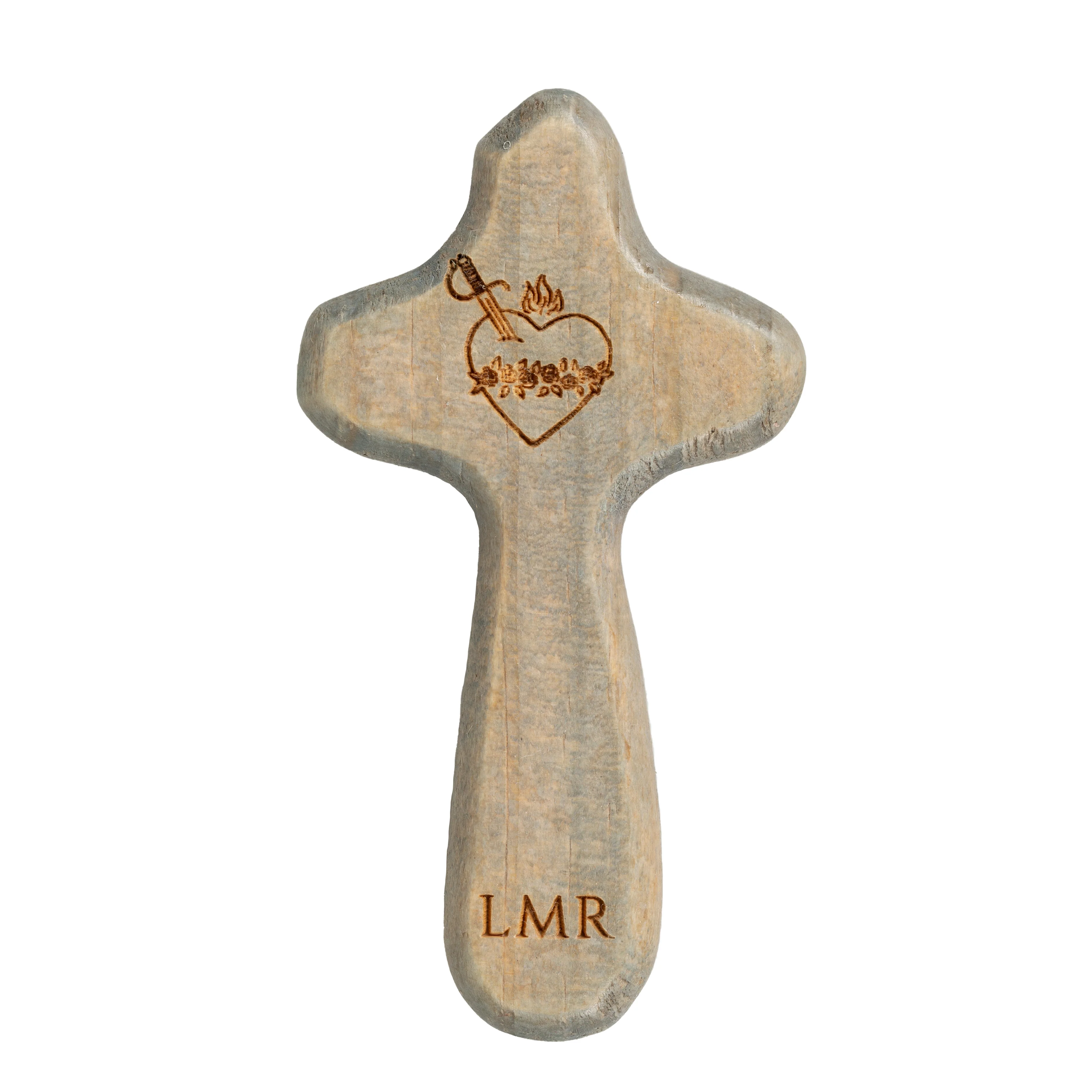 Personalized Immaculate Heart of Mary Comfort Palm Cross - Image 4