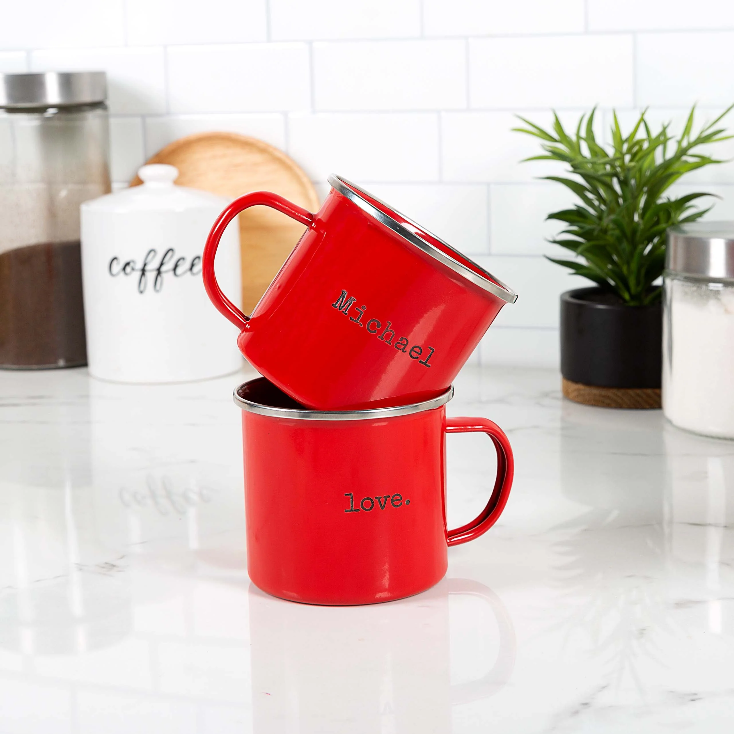 Personalized Red Enamel Love Cup - Image 2