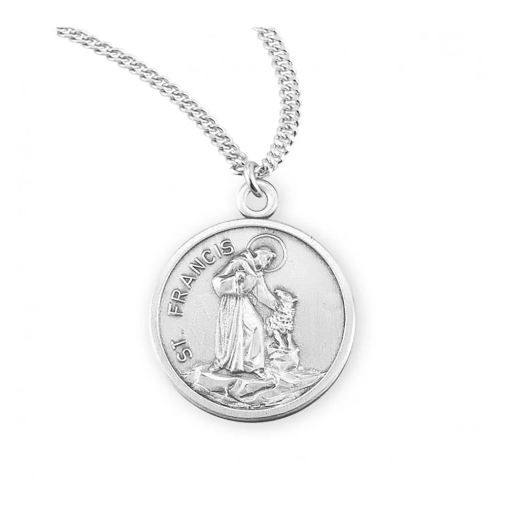 Petite Sterling St. Francis & Lupo Medal Necklace - Image 2