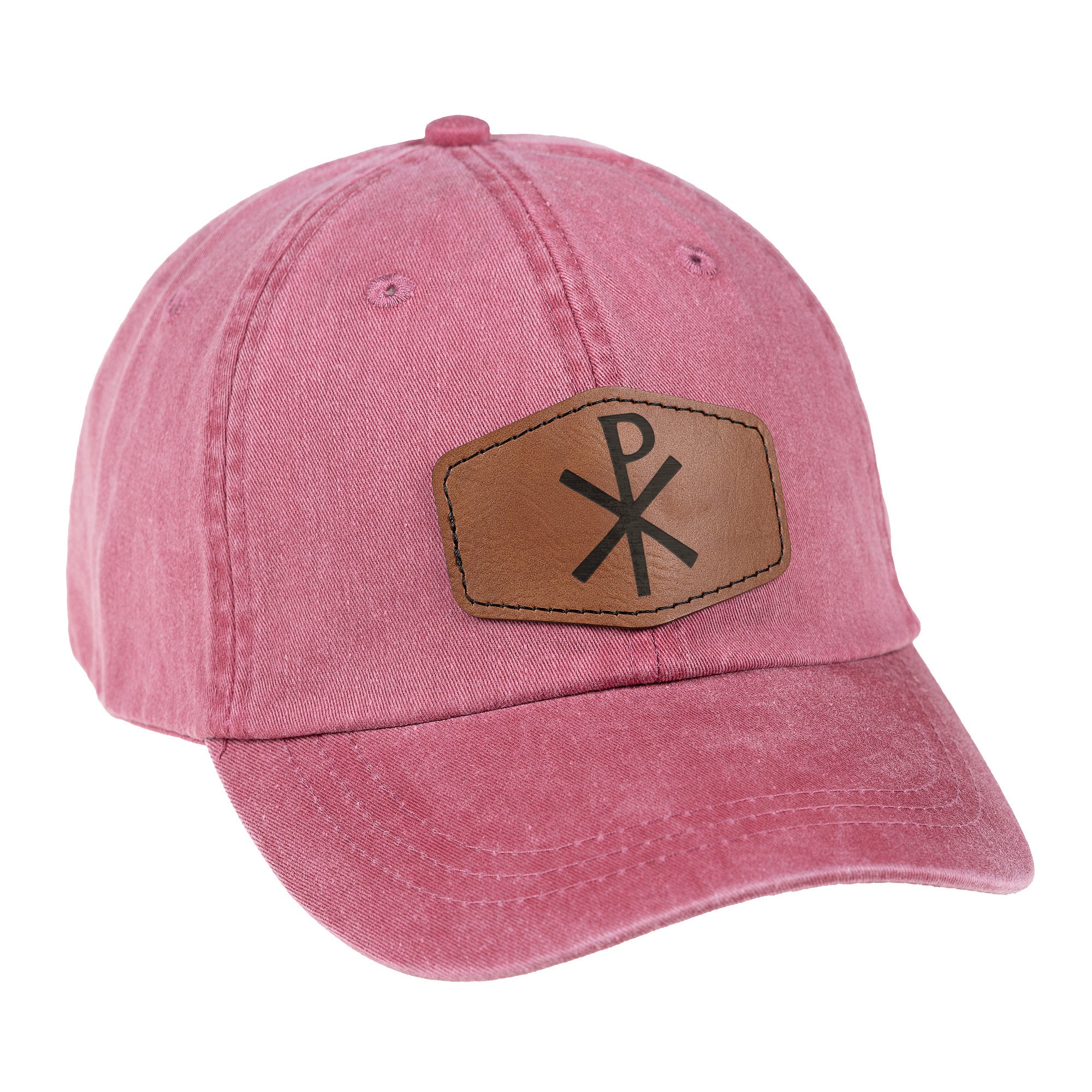 Red Chi Rho Leather Patch Ball Cap - Image 2