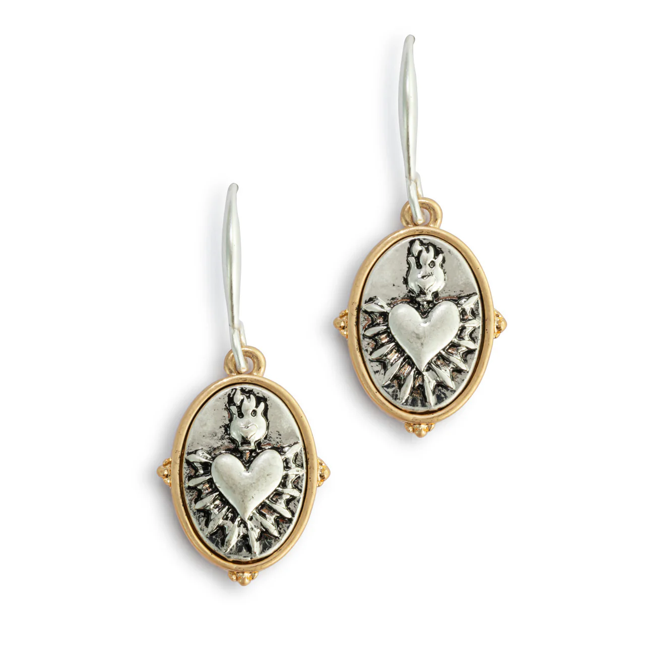Sacred Heart Framed Pendant Earrings - Image 4