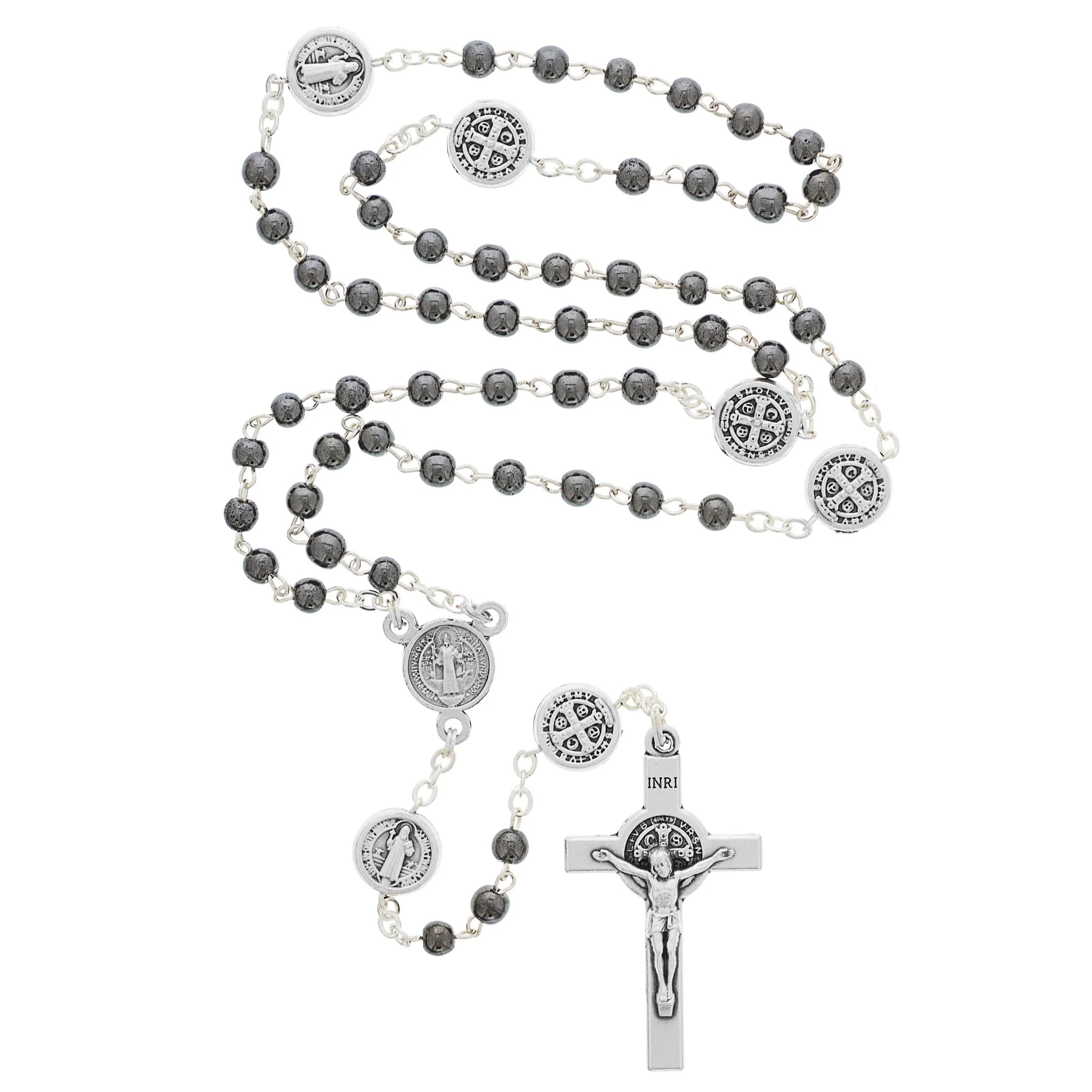 St. Benedict Cross Box with Hematite Rosary - Image 2