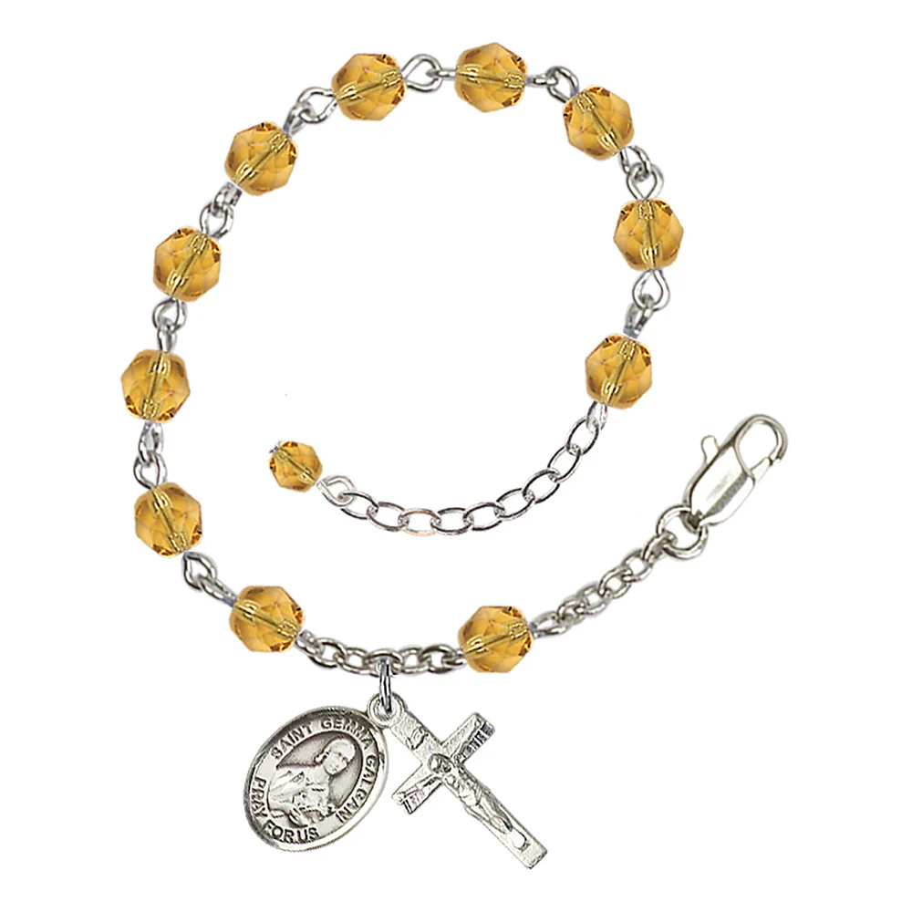 St. Gemma Galgani Crystal Birthstone Rosary Bracelet - Image 2