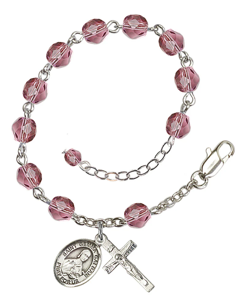 St. Gemma Galgani Crystal Birthstone Rosary Bracelet - Image 3