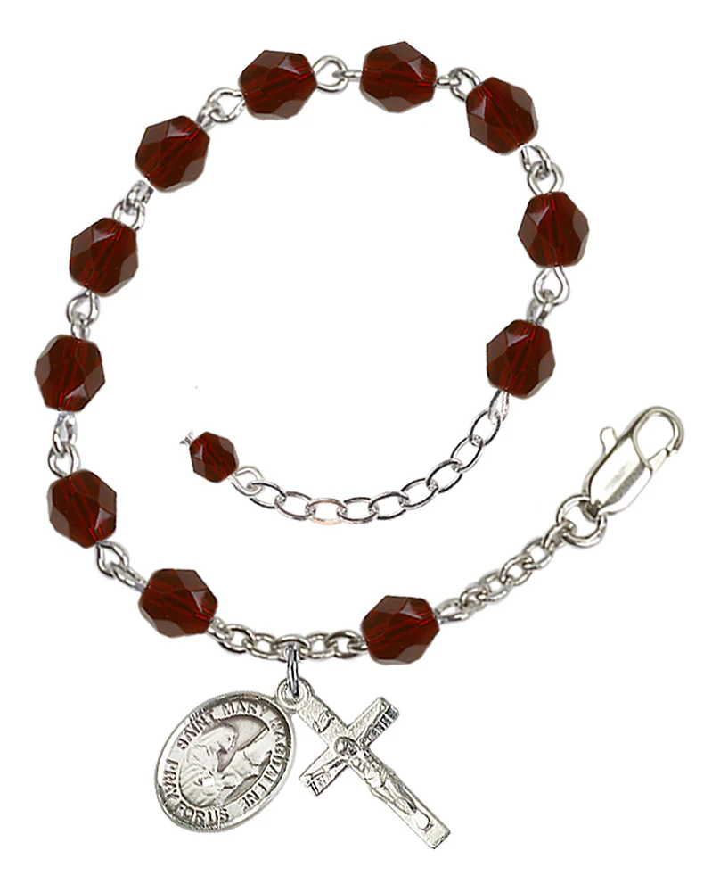St. Mary Magdalene Red January Rosary Bracelet 6mm