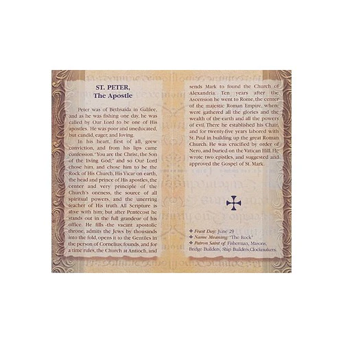 St. Peter - Mini Lives of the Saints Folded Prayer Card - Image 2