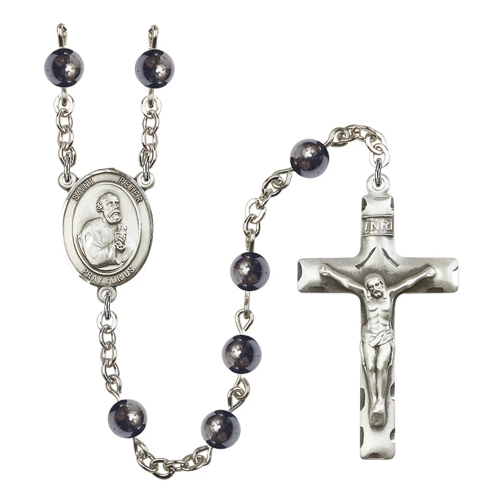 St. Peter The Apostle 6mm Hematite Rosary