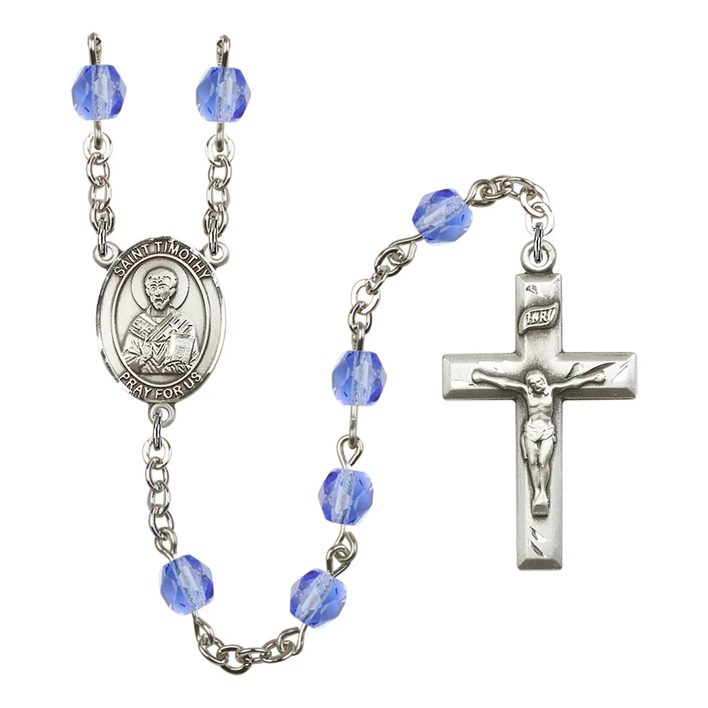 St. Timothy Blue September Rosary 6mm