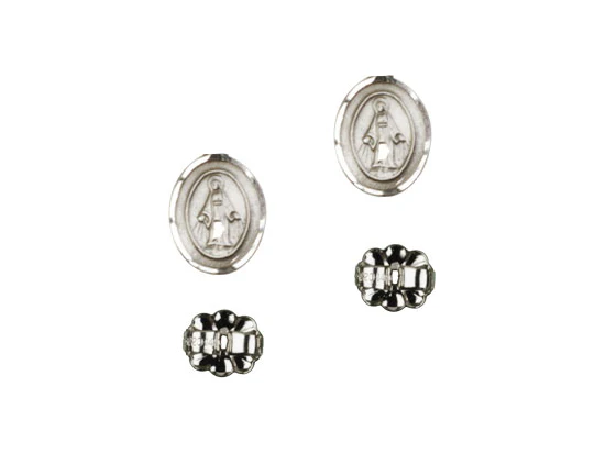 Sterling Silver Miraculous Medal Post Earrings