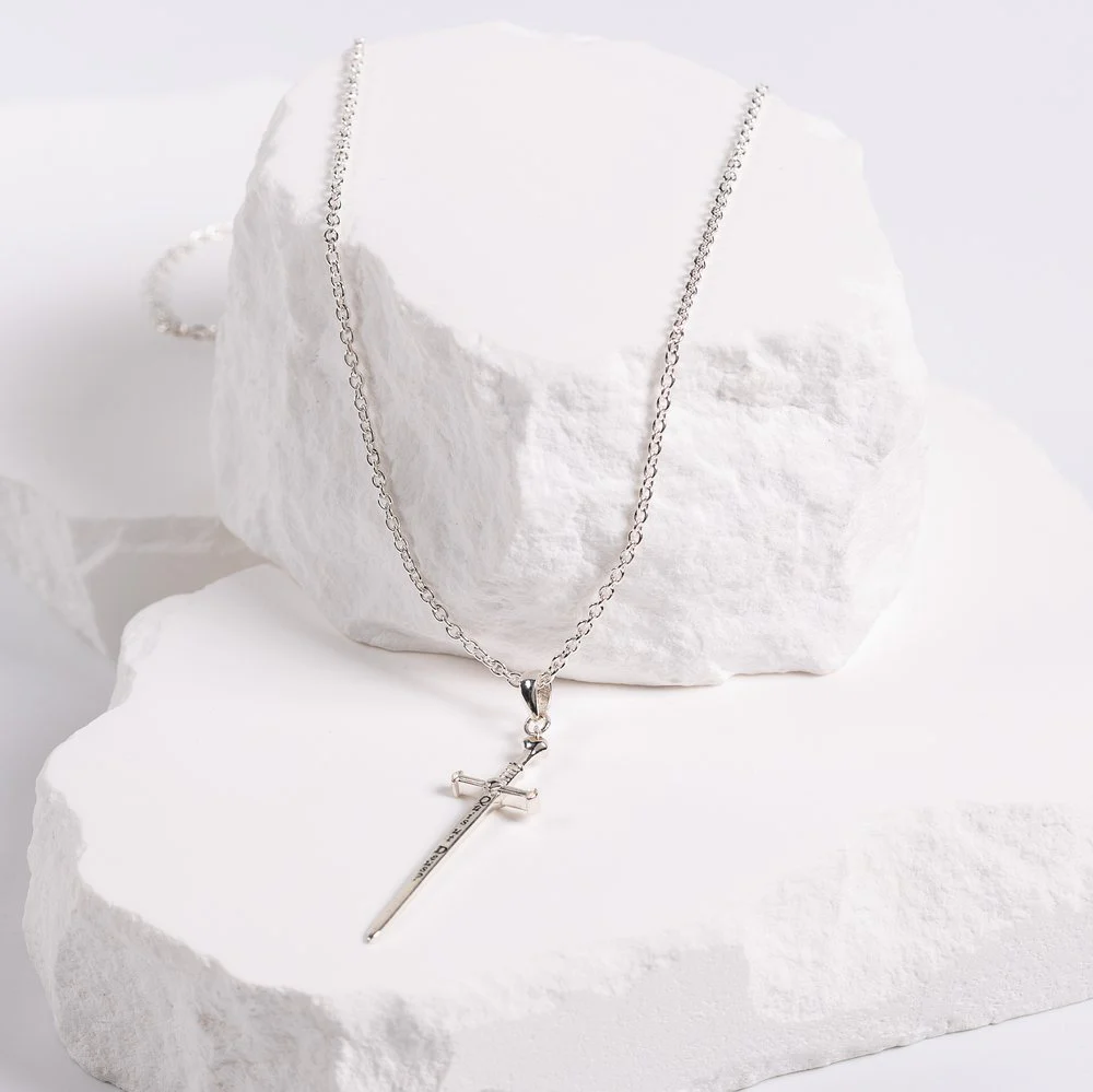 Sterling Silver St. Michael Quis ut Deus Sword Necklace