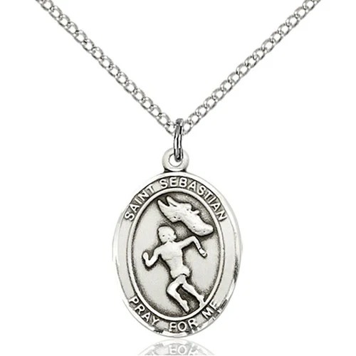 Sterling Silver St. Sebastian Sports Medal Necklaces - 18" - Image 8