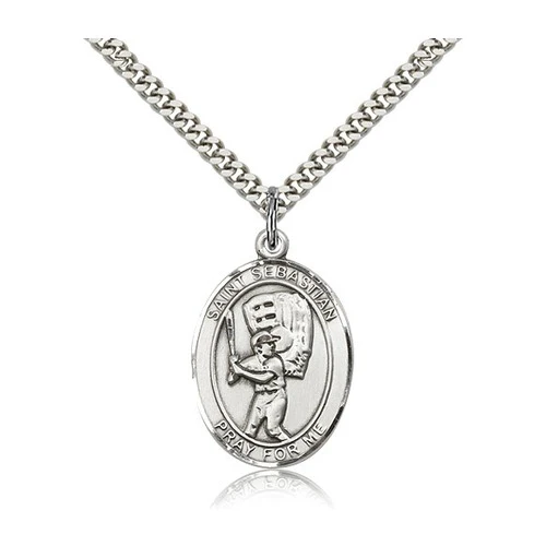 Sterling Silver St. Sebastian Sports Medal Necklaces - 24" - Image 7