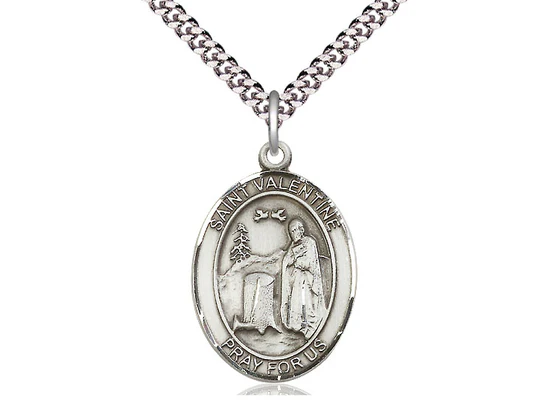 Sterling Silver St. Valentine of Rome Pendant w/ 24 inch  chain - Image 2