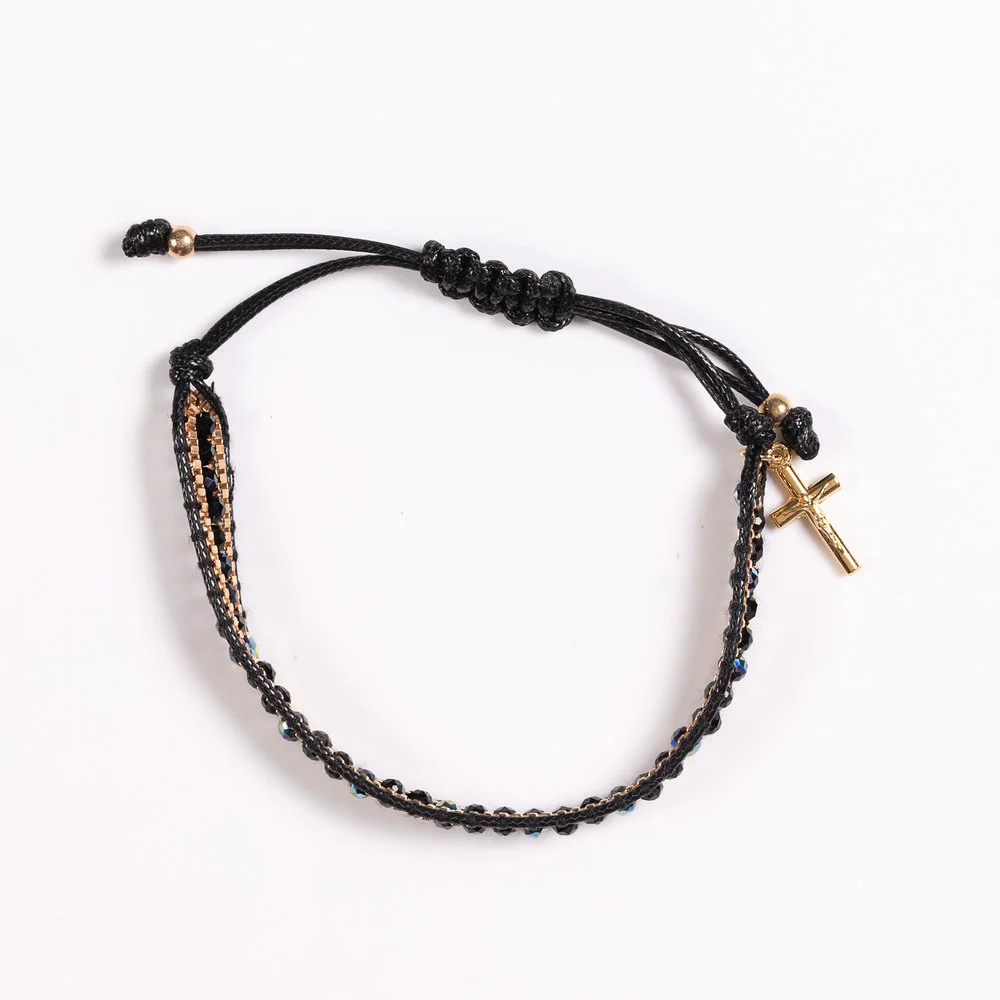 Woven & Beaded Italian Crucifix Bracelet - Image 4